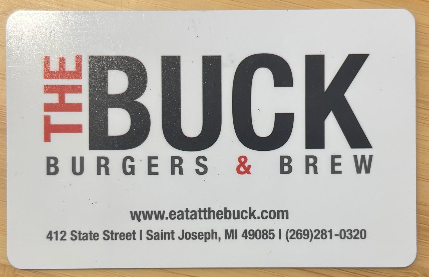 Buck Burgers & Brew Gift Cards Discounted 40%!