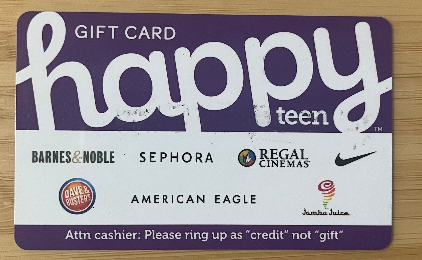 Happy Teen Gift Cards! Discounted 25%!