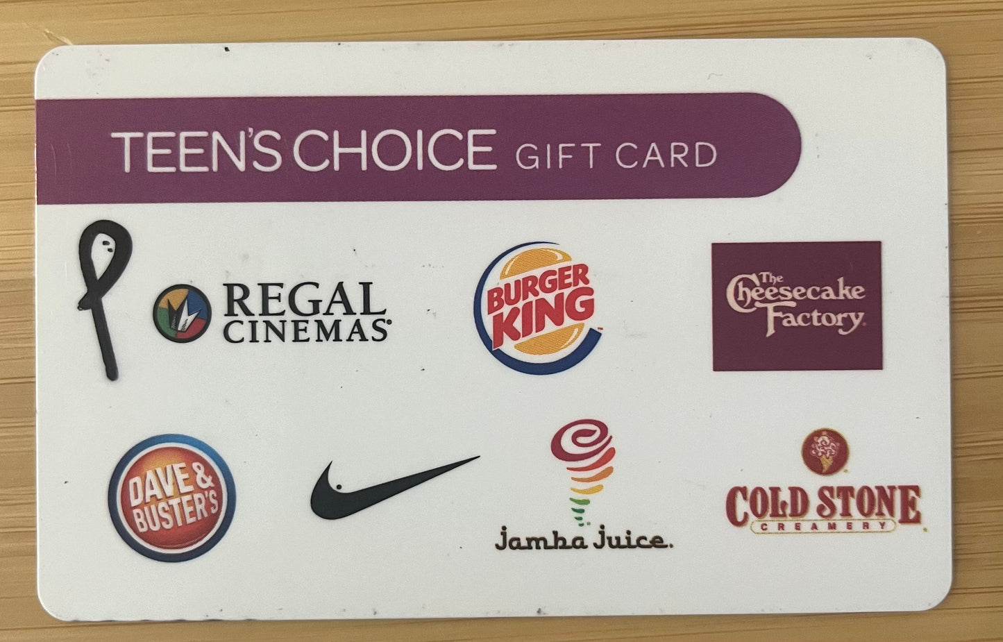Teen's Choice Gift Cards! Discounted 20%!
