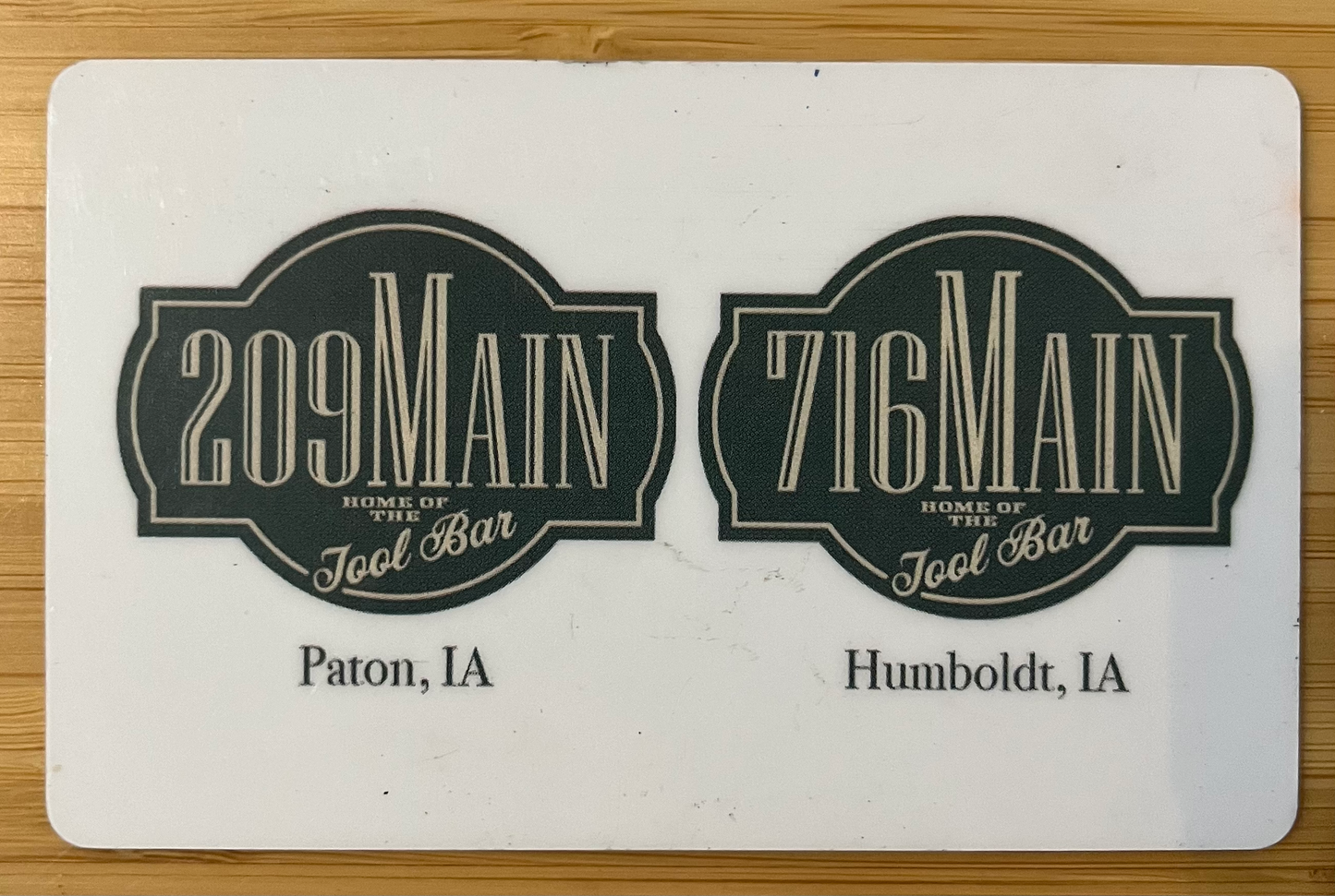 209 Main and 716 Main Restaurants Gift Card with a $55 value, featuring the logos of both restaurants.