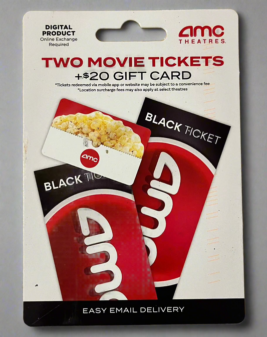 Gift card for two tickets and $20 to AMC Theatres