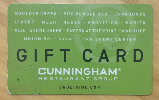 Cunningham Restaurant Group Gift Card $100 value! Discounted 40%!