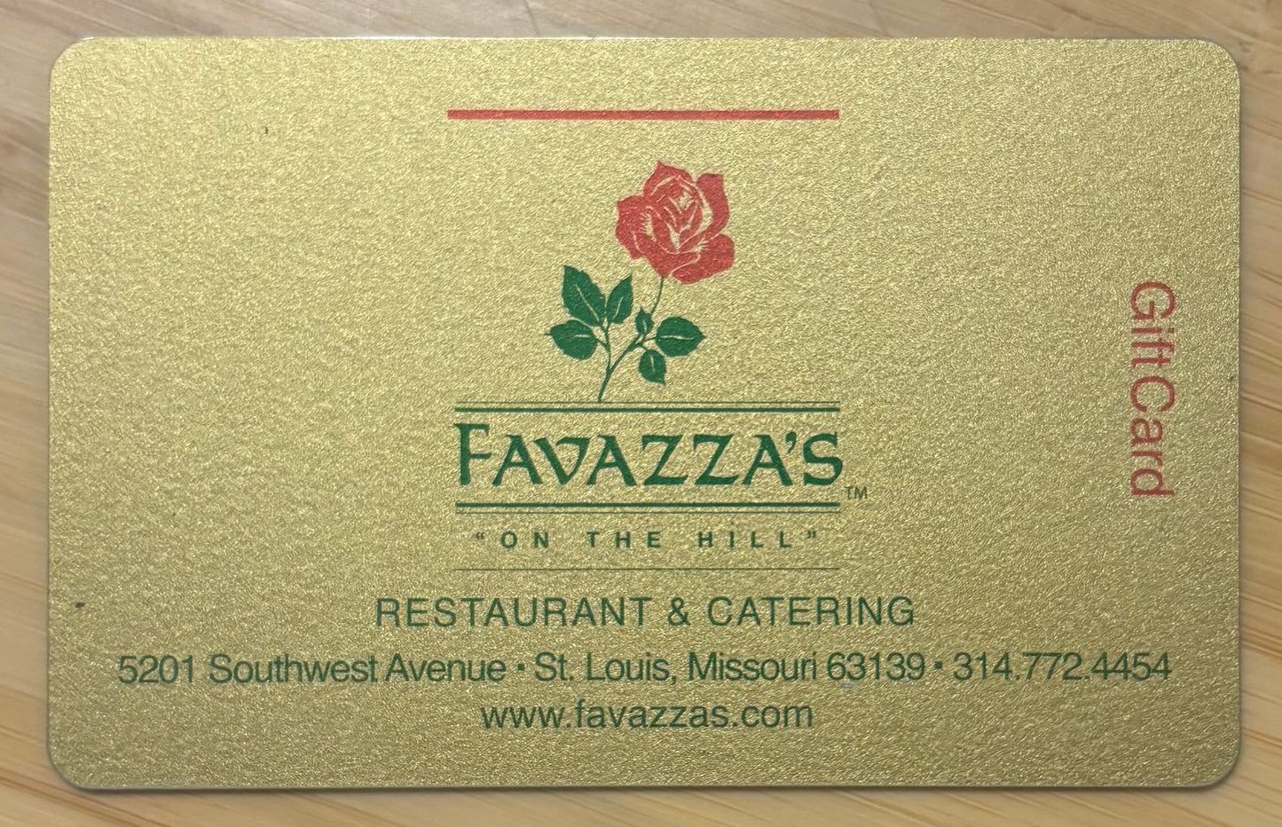 Favazza's on the Hill Restaurant Gift Card $100 value! Discounted 40%!