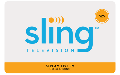 Sling TV Gift Cards $25 value! Discounted 30%!