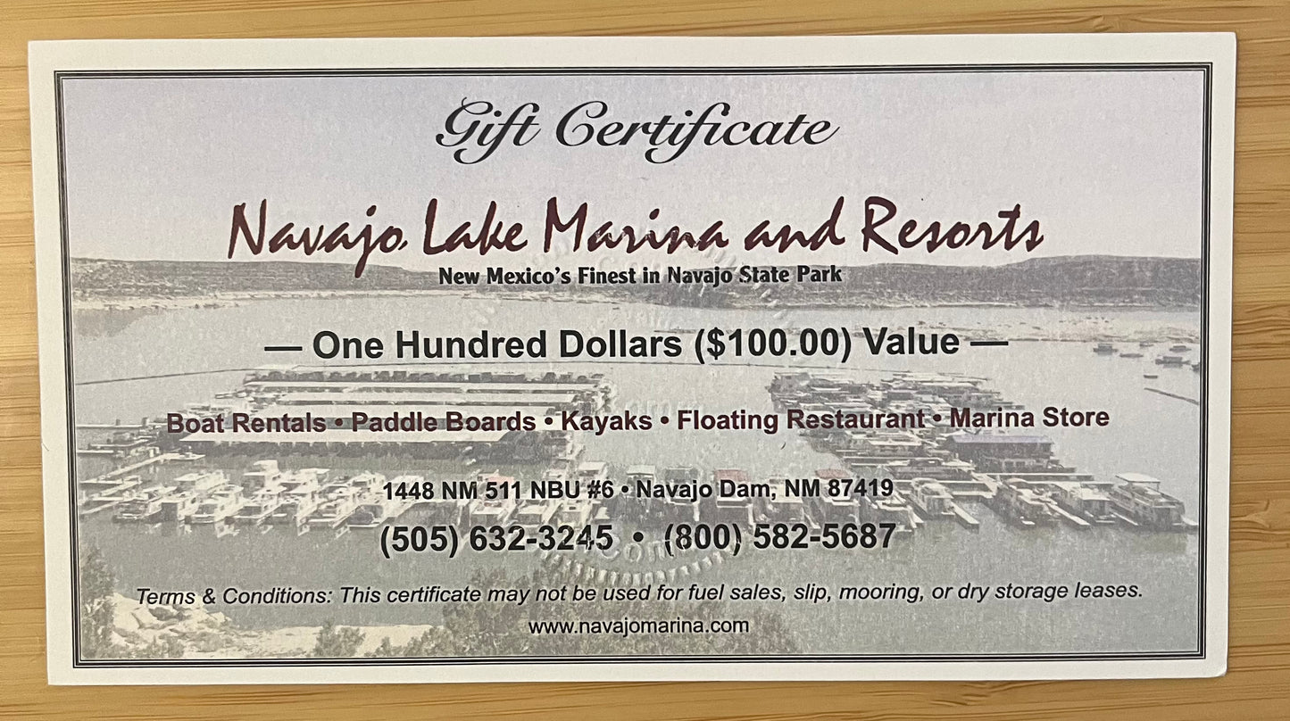 Navajo Lake Marina and Resorts New Mexico Gift Card $100 value!