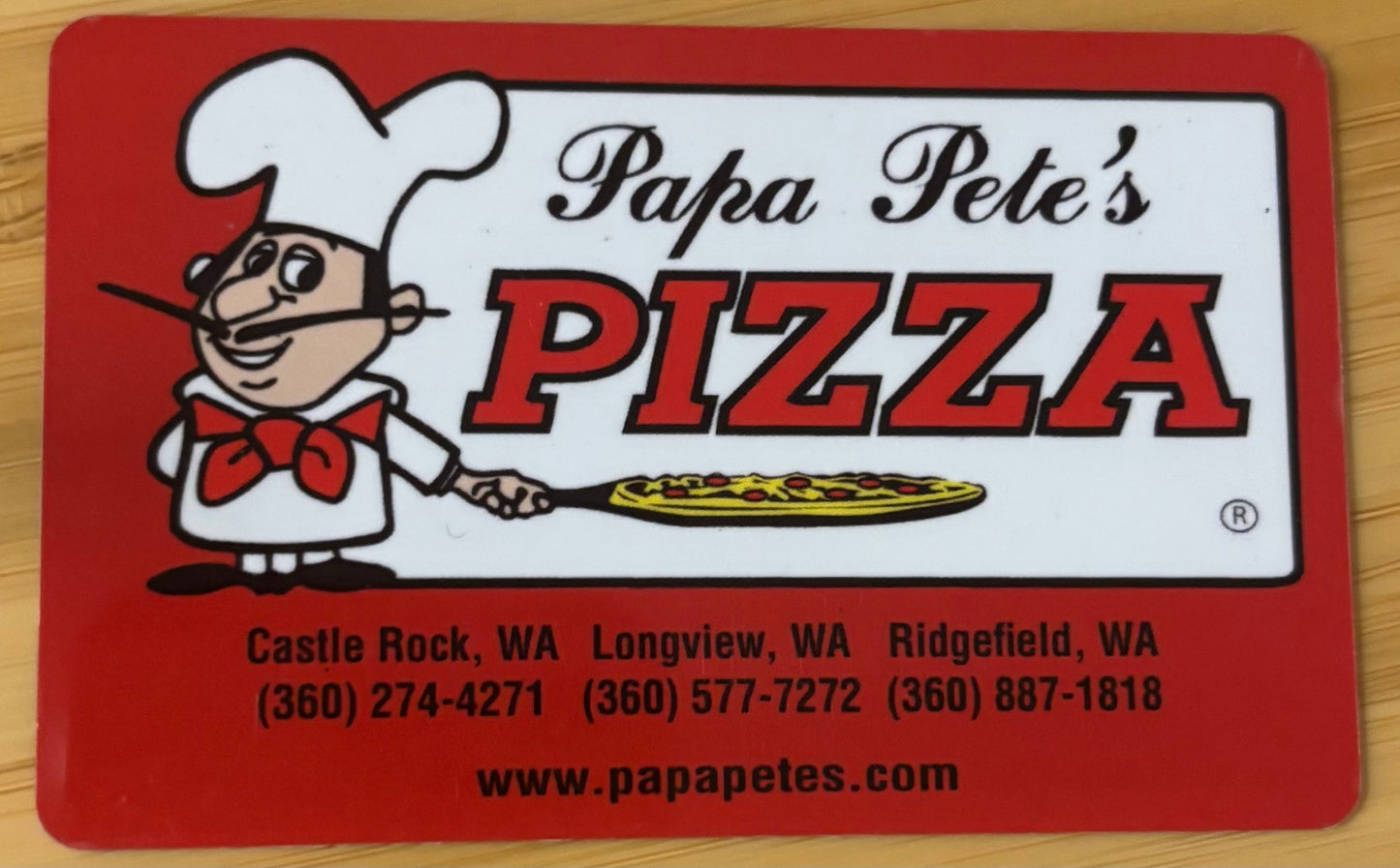 Papa Pete's Pizza Restaurant Gift Card Discounted 40%!