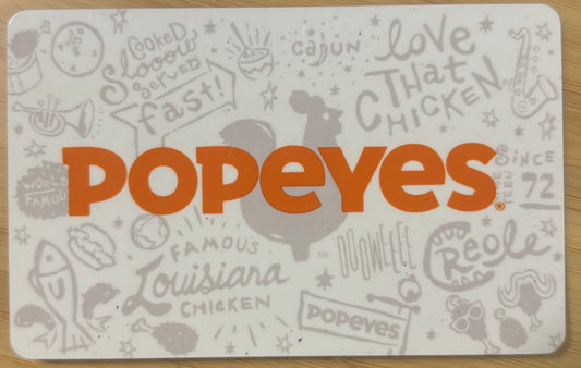 Popeye's Louisiana Chicken Restaurant Gift Cards Discounted 20%