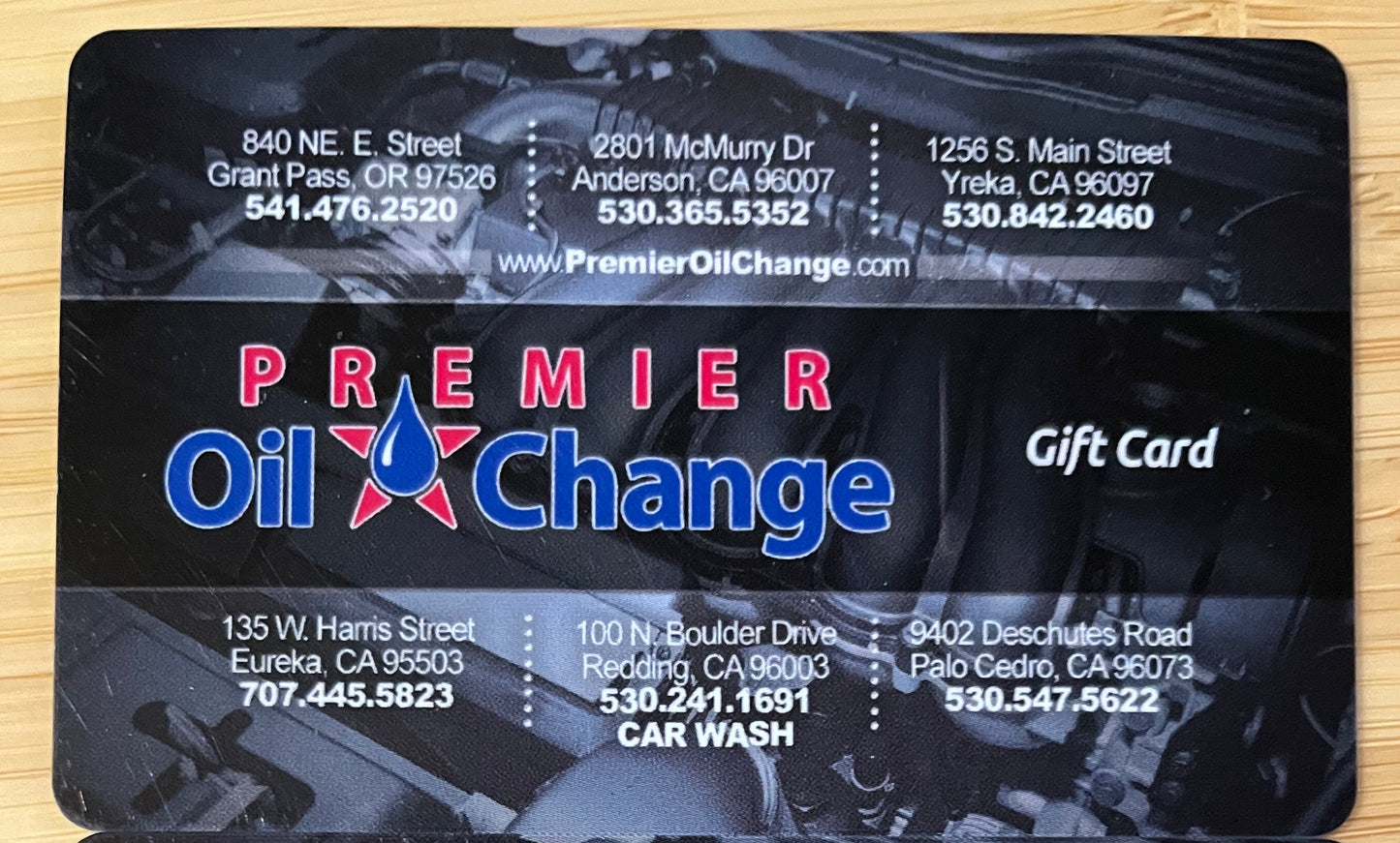 Premier Oil Change Gift Cards $50 value! Discounted 50%!