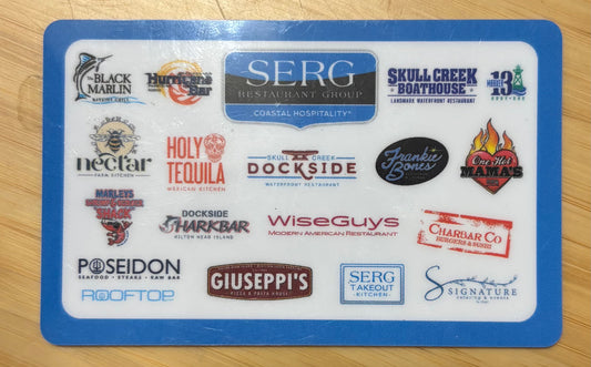 Serg Restaurant Group Gift Card $100 value! Discounted 50%!