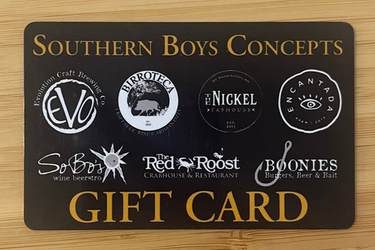 Southern Boys Concepts Restaurants Gift Card $100 value!