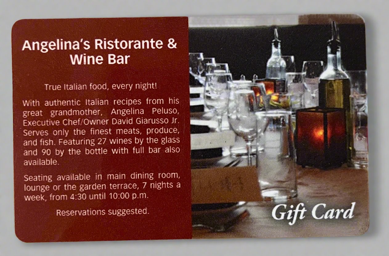 Angelina’s Ristorante and Wine Bar Gift Card - $100 Value (50% Discount)